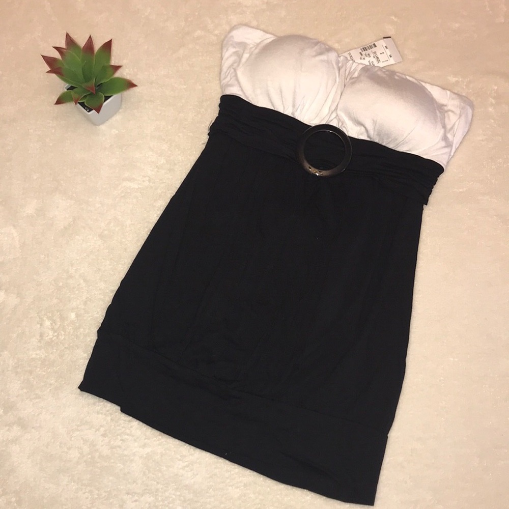 Body Central Strapless Black & White Top